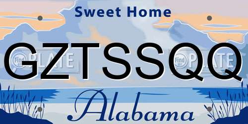 GZTSSQQ Alabama License Plate