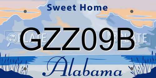 GZZ09B Alabama License Plate
