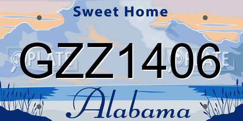 GZZ1406 Alabama License Plate
