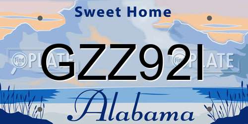 GZZ92I Alabama License Plate
