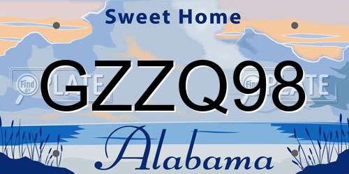 GZZQ98 Alabama License Plate