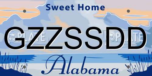 GZZSSDD Alabama License Plate