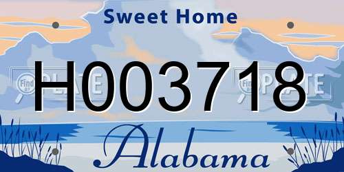 H003718 Alabama License Plate