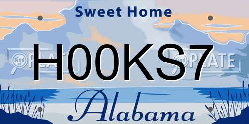 H00KS7 Alabama License Plate