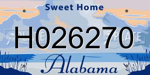 H026270 Alabama License Plate