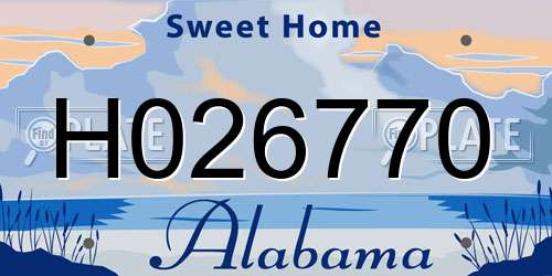H026770 Alabama License Plate