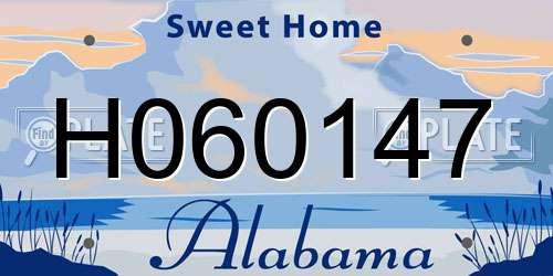 H060147 Alabama License Plate
