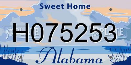 H075253 Alabama License Plate