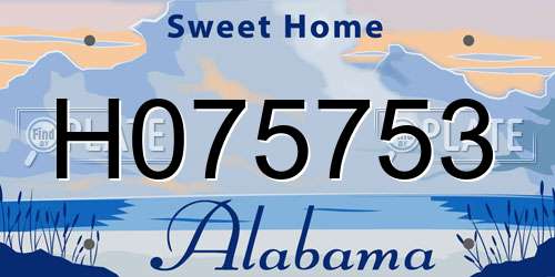H075753 Alabama License Plate