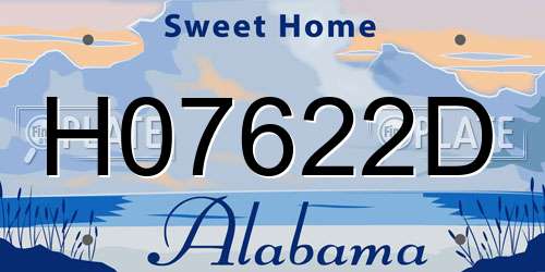 H07622D Alabama License Plate