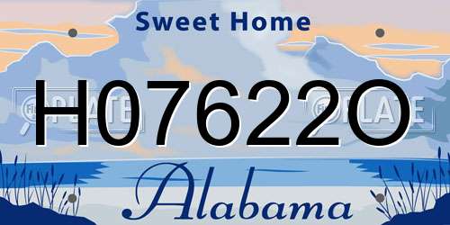 H07622O Alabama License Plate