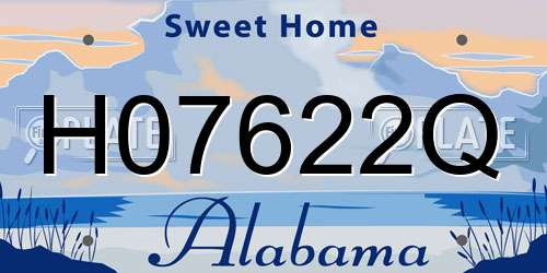 H07622Q Alabama License Plate