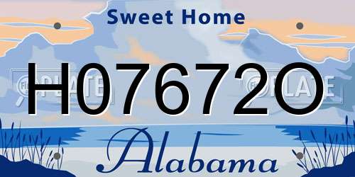 H07672O Alabama License Plate