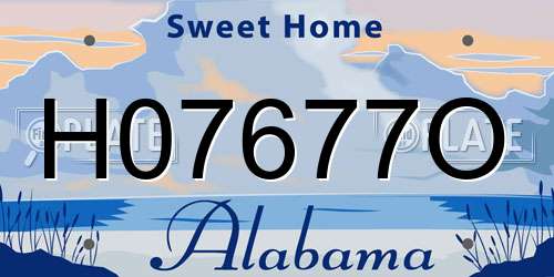 H07677O Alabama License Plate