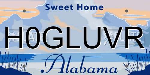 H0GLUVR Alabama License Plate