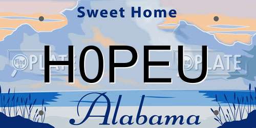 H0PEU Alabama License Plate
