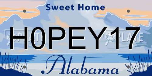 H0PEY17 Alabama License Plate