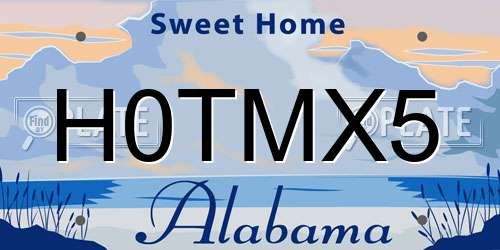 H0TMX5 Alabama License Plate