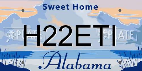 H22ETI Alabama License Plate