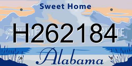 H262184 Alabama License Plate