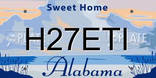 H27ETI Alabama License Plate