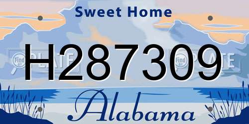 H287309 Alabama License Plate
