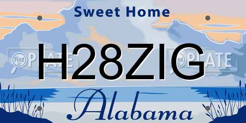 H28ZIG Alabama License Plate