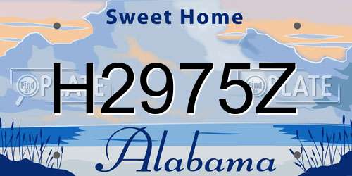 H2975Z Alabama License Plate