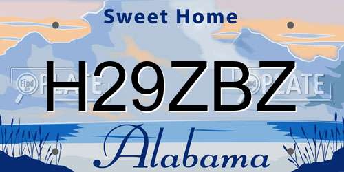 H29ZBZ Alabama License Plate