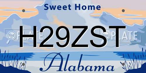 H29ZST Alabama License Plate