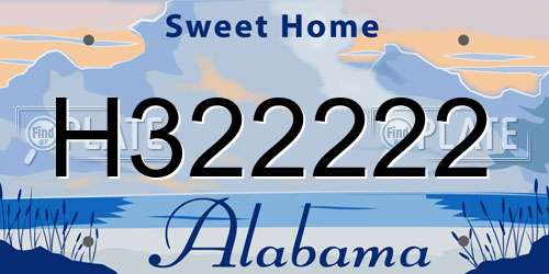 H322222 Alabama License Plate