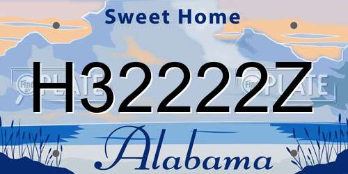 H32222Z Alabama License Plate