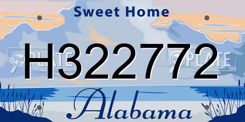 H322772 Alabama License Plate