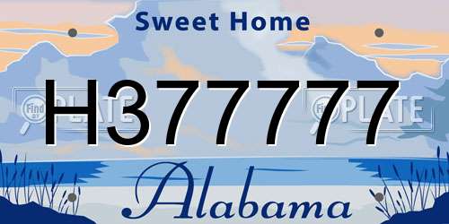 H377777 Alabama License Plate