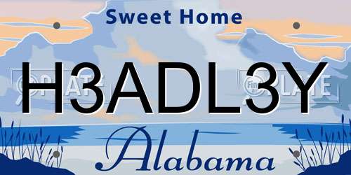 H3ADL3Y Alabama License Plate