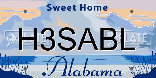 H3SABL Alabama License Plate