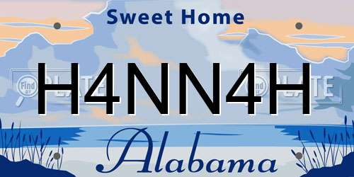 H4NN4H Alabama License Plate