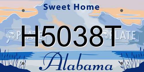 H5038T Alabama License Plate