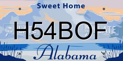 H54BOF Alabama License Plate