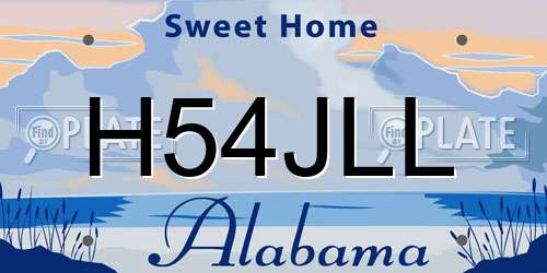 H54JLL Alabama License Plate