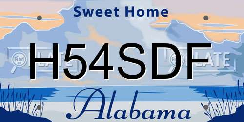 H54SDF Alabama License Plate