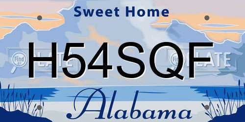 H54SQF Alabama License Plate