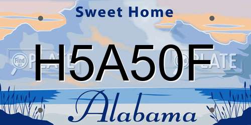 H5A50F Alabama License Plate