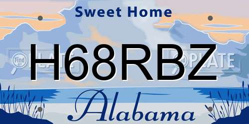H68RBZ Alabama License Plate
