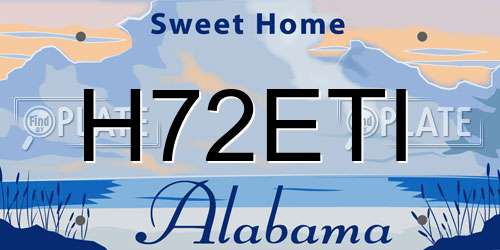 H72ETI Alabama License Plate