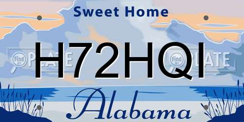 H72HQI Alabama License Plate