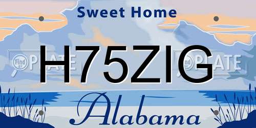 H75ZIG Alabama License Plate