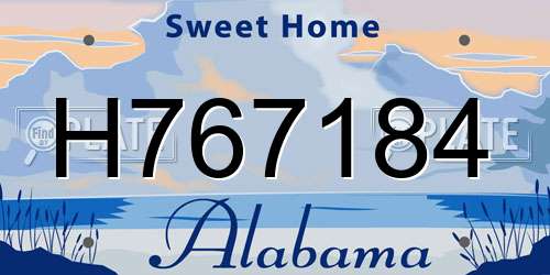 H767184 Alabama License Plate