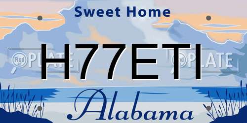 H77ETI Alabama License Plate