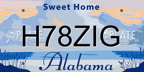 H78ZIG Alabama License Plate